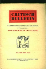 Donker, Anthonie/R. Bijlstra. - Critisch Bulletin  Maandblad voor letterkundige critiek